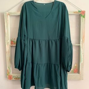 Women’s V-neck Tunic Dress with Ruffle Sleeves